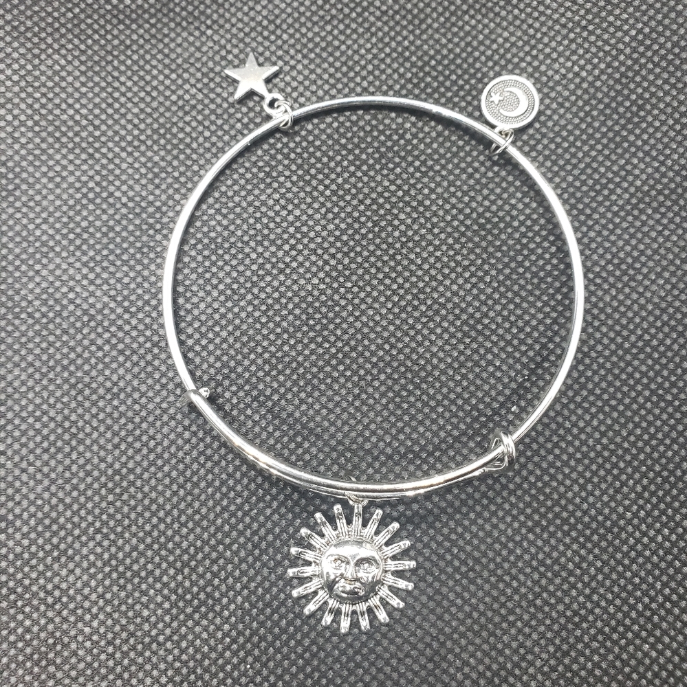 Sun Moon and Star  silver Bangle